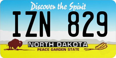 ND license plate IZN829