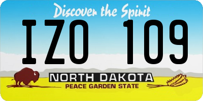 ND license plate IZO109