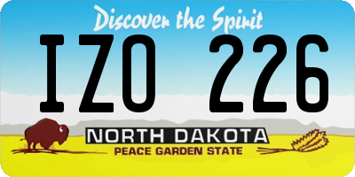 ND license plate IZO226
