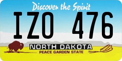 ND license plate IZO476
