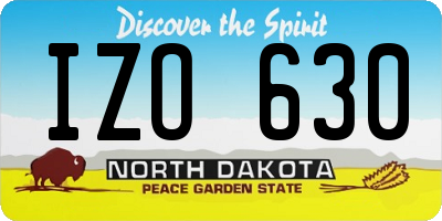 ND license plate IZO630