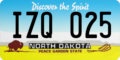 ND license plate IZQ025
