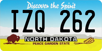 ND license plate IZQ262