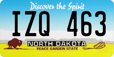 ND license plate IZQ463