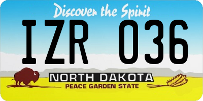 ND license plate IZR036
