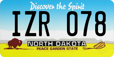 ND license plate IZR078