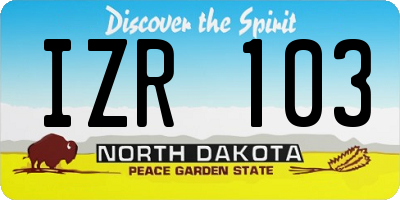 ND license plate IZR103