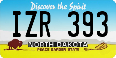 ND license plate IZR393