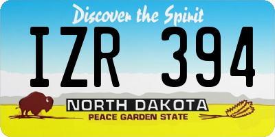 ND license plate IZR394