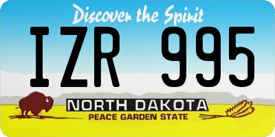 ND license plate IZR995