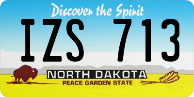 ND license plate IZS713