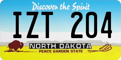 ND license plate IZT204