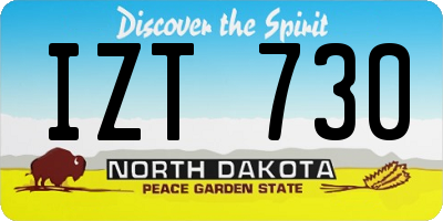 ND license plate IZT730