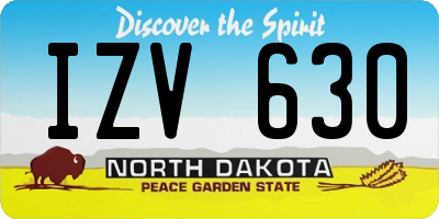 ND license plate IZV630