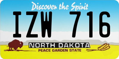 ND license plate IZW716