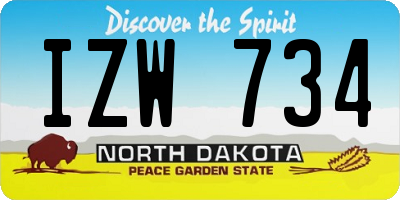 ND license plate IZW734