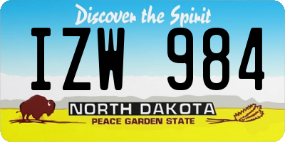 ND license plate IZW984