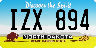 ND license plate IZX894
