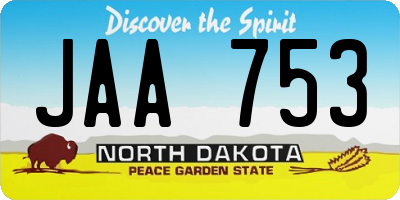 ND license plate JAA753