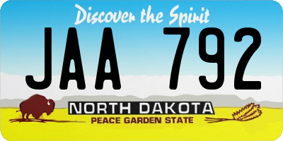 ND license plate JAA792