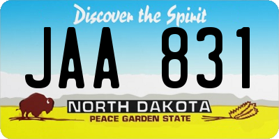 ND license plate JAA831