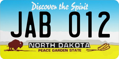 ND license plate JAB012