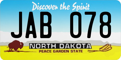 ND license plate JAB078