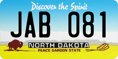 ND license plate JAB081