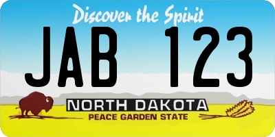ND license plate JAB123
