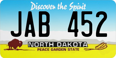 ND license plate JAB452