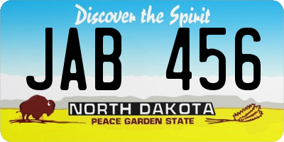 ND license plate JAB456