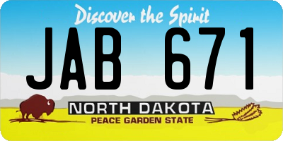 ND license plate JAB671