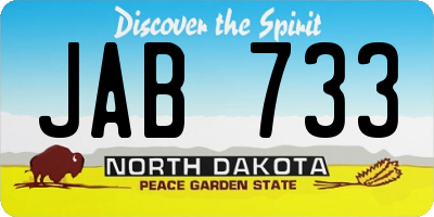 ND license plate JAB733