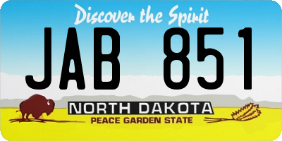 ND license plate JAB851