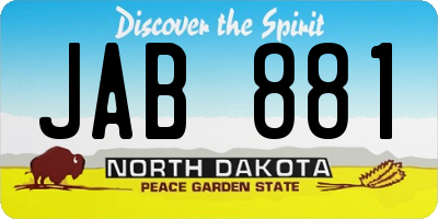 ND license plate JAB881