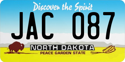 ND license plate JAC087