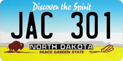 ND license plate JAC301
