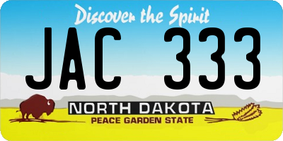 ND license plate JAC333