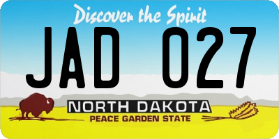 ND license plate JAD027