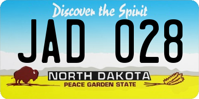 ND license plate JAD028