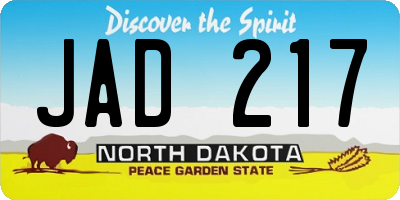 ND license plate JAD217