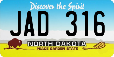 ND license plate JAD316
