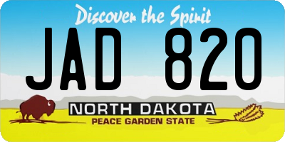 ND license plate JAD820
