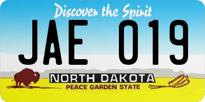 ND license plate JAE019