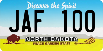 ND license plate JAF100