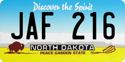ND license plate JAF216
