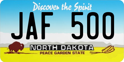 ND license plate JAF500