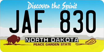 ND license plate JAF830