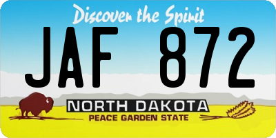 ND license plate JAF872
