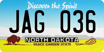 ND license plate JAG036